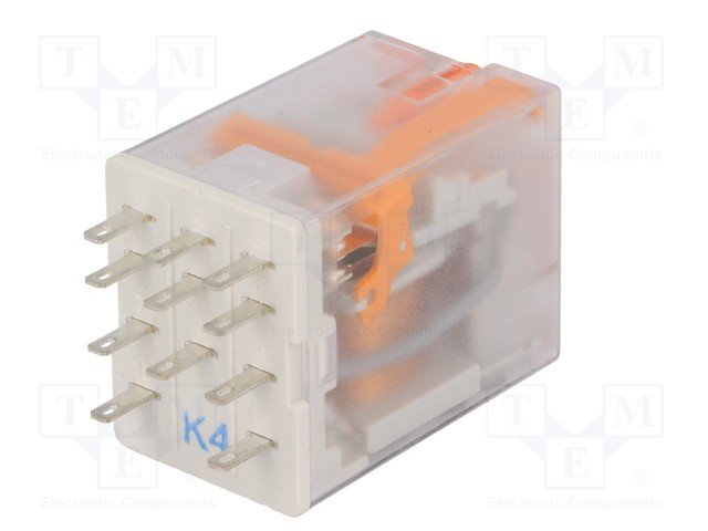 Relejs AC24V, 3PDT, 3x10A/250VAC, 3x10A/24VDC, 158R(150mA), trīsi kontakti uz pārslēgšanu, 27.5x21.2x35.6mm, RELPOL