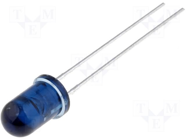 5mm, infrasarkans gaismas diode 940nm, 30grad, 20mW, caurspidigs-zils