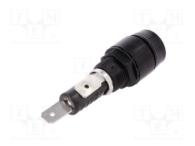 Drošinātāju turētājs 6.3x32mm(6.3x30mm), 10A, 250VAC, Ø13.2mm, L=59.8mm, par paneļu