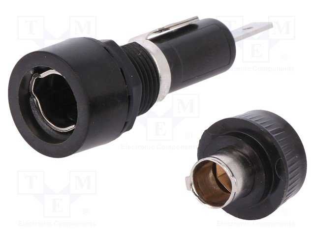 Drošinātāju turētājs 6.3x32mm(6.3x30mm), 10A, 250VAC, Ø13.2mm, L=59.8mm, par paneļu