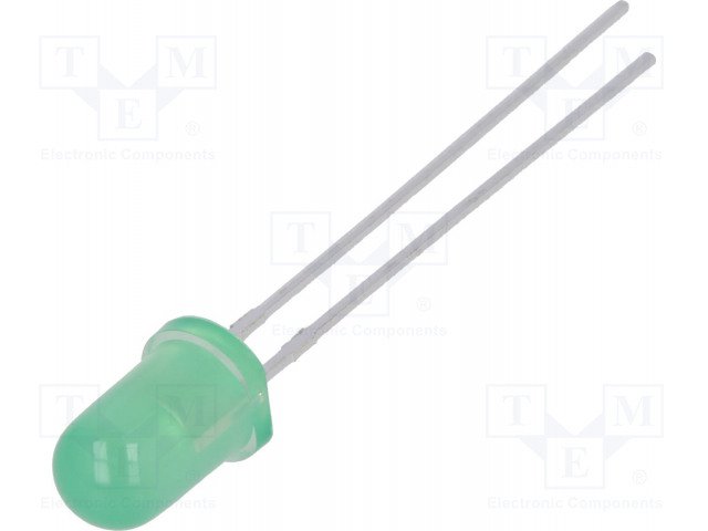 5mm, zaļa, 18...40mcd, 30°, 2.2...2.5V/20mA, 568nm, gaismas diode