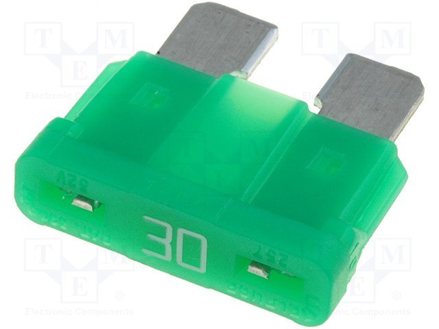 Drošinātājs auto standarta 30A, 32V, 19 x 18.8 x 5.1mm