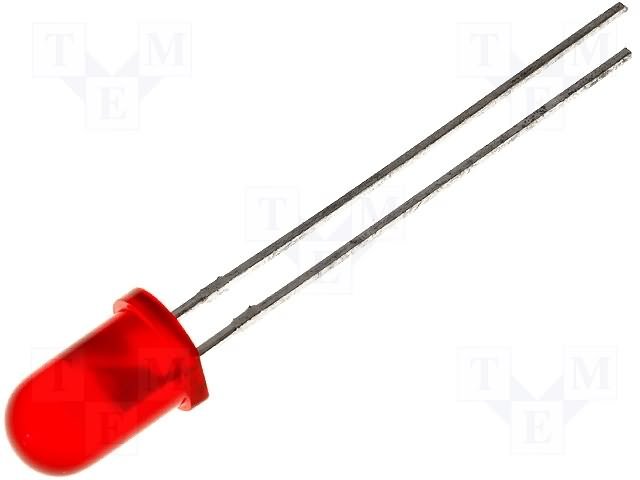 5mm, sarkana, 12V, 12...30mcd, 60°, 12V/10...15mA, 625nm, gaismas diode