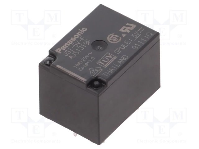 Relejs DC5V, SPDT, 10A/250VAC, 5A/30VDC, 69.4Ω(72mA) , viens kontakts uz pārslēgšanu, 22x16x16mm, PANASONIC