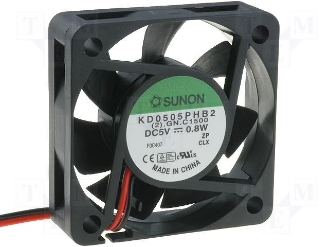 50x50x15mm, DC5V, ritgultnis, 22.1m3/h, 30dB, 4700prm, 0.8W, Ventilators