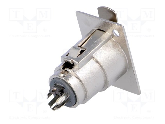 XLR 5PIN, ligzda, šasijai ar flanciem (2 skrūves)