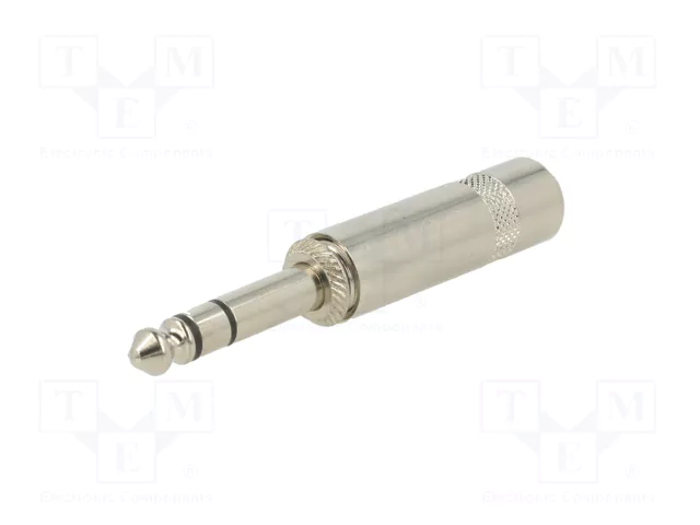 6.35mm štekers, stereo, metāls, uz vadu, sudrabots, max. diameters 7.6mm,	REAN