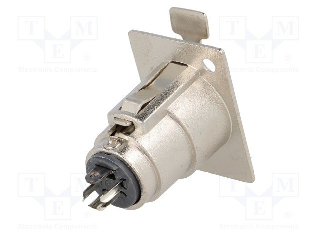 XLR 4PIN, ligzda, uz šasijai ar flanciem (2 skrūves)