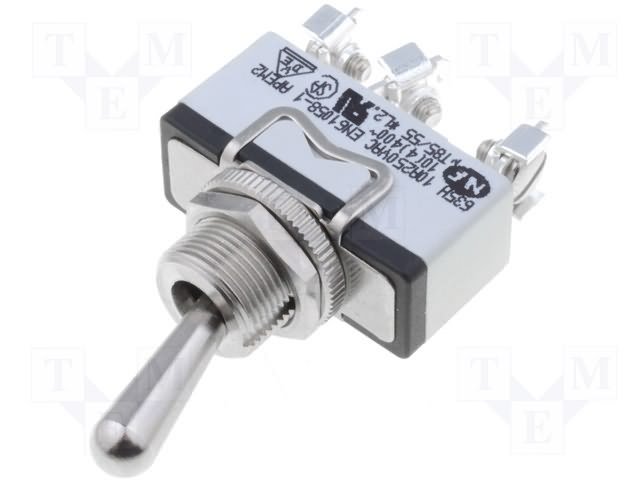 Tumblers, SPST, ON-(ON), 15A/250VAC, 15A/12VDC, screw terminals, M12, 29.5x14.5x15mm, APEM, bez fiksacijas