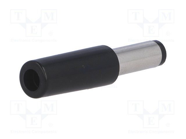 5.5x2.5mm, L=14mm, štekers, lodējams, uz vadu, taisns, melna krasa, 12VDC/1A, LUMBERG