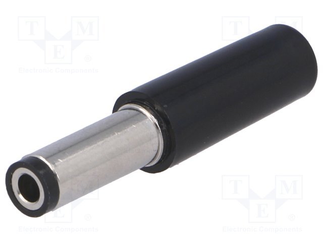 5.5x2.5mm, L=14mm, štekers, lodējams, uz vadu, taisns, melna krasa, 12VDC/1A, LUMBERG