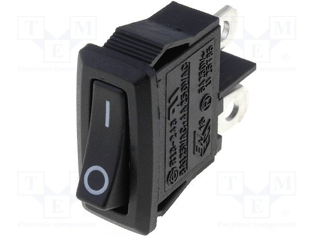 Taustiņslēdzis SPST, ON-OFF, 4A/250VAC, 9.5x21mm, (--O), melnā krasa, ar fiksāciju