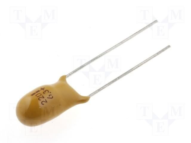 220/6.3V 105C-T, tantala kondensātors