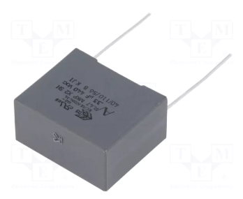 1mkF 440VAC, 1000VDC, plēves kondensatori polipropilēna, ±10%, P27.5, 32x18x33mm, traucējumi X2, KEMET