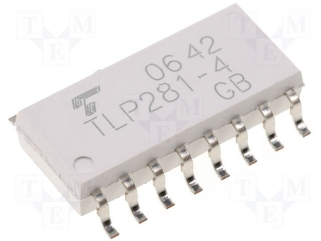 TLP281-4 SMD Optrons, izeja fototranzistors, Channels:4, 80V, SO16