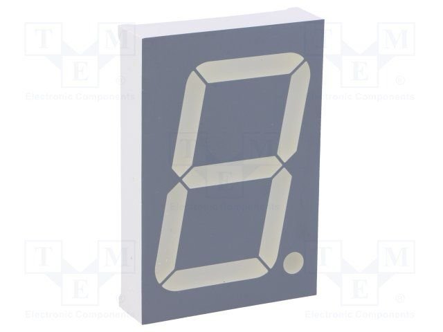 7LED indikators, vienkartējs, 45mm, 38x56x11mm, kopējs anods, 30...60mcd, sarkana krasa