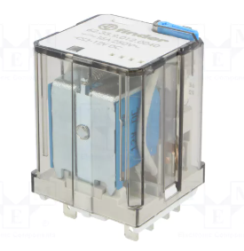 Relejs DC12V, 3PDT, 3x16A/250VAC, 3x16A/30VDC, 110Ω(109mA), IP40, trīs kontakti uz pārslēgšanu, 38.2x35.8x49.1mm, FINDER