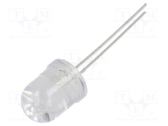 10mm, sarkana, 2200...2900mcd, 30°, 1.6...2.6V/20mA, 624nm, gaismas diode