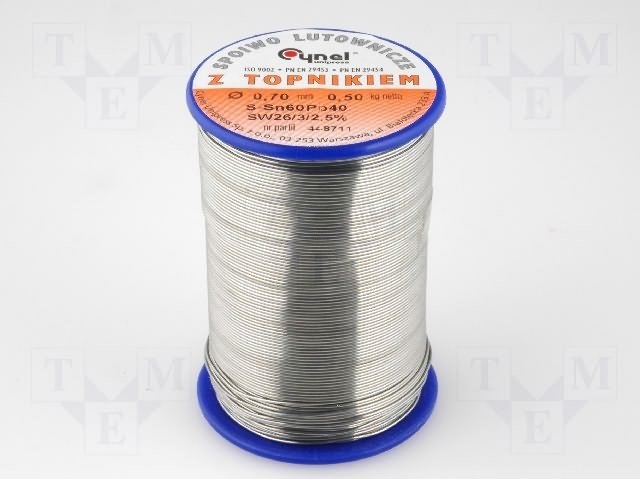 0.7mm 60Sn/40Pb 500g Lodalva ar flusu F-SW26, No Clean, 2.5%, 190°C