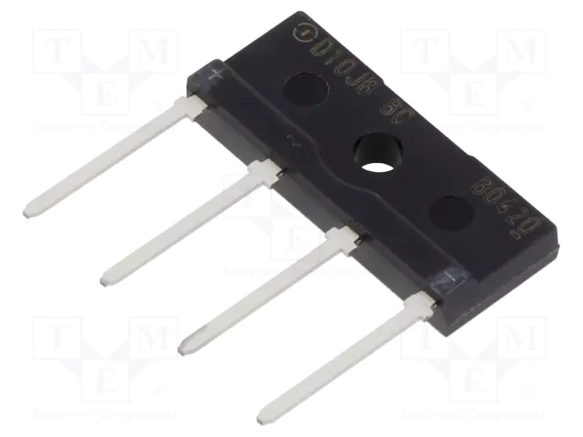 D10JBB80V Tiltiņš 800V, 10A, 25x10.3x4.2mm, plakans, vertikāls, SHINDENGEN