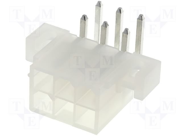 6pin(2x3), "papa", 4.2x4.2mm, THT, "Mini-Fit® serija, 9A/600V, leņķisks 90°