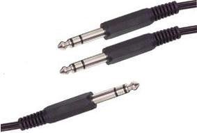 6.35mm ligzda stereo/2x6.35mm štekers stereo vads, 1.5m