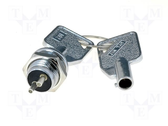 Miniaturais slēdzis ar atslegu ON-OF, D=12mm, 125VAC/1A