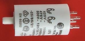 6.0/450VAC, ±5%, elektromotoru kondensators, klemes 6.3mm, 3000h, Ø35x60mm