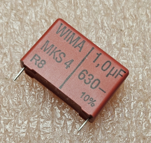 1mkF/630VDC, 400VAC, ±20%, poliesters kondensātors, 27.5mm, 11x21x31.5mm, WIMA