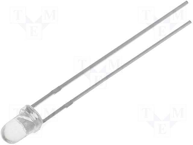 3mm, auksta balta, 5000...9000mcd, 30°, 2.8...3.8V/20mA, gaismas diode