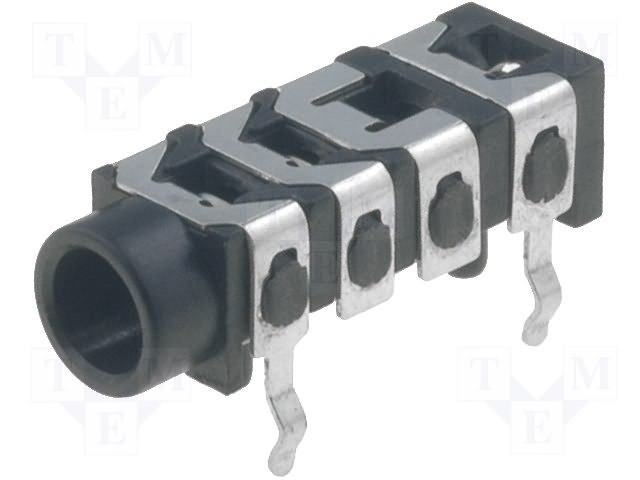 3.5mm (4 kont.) ligzda, stereo+video, plastmasas, THT, 5x6x15mm, CLIFF