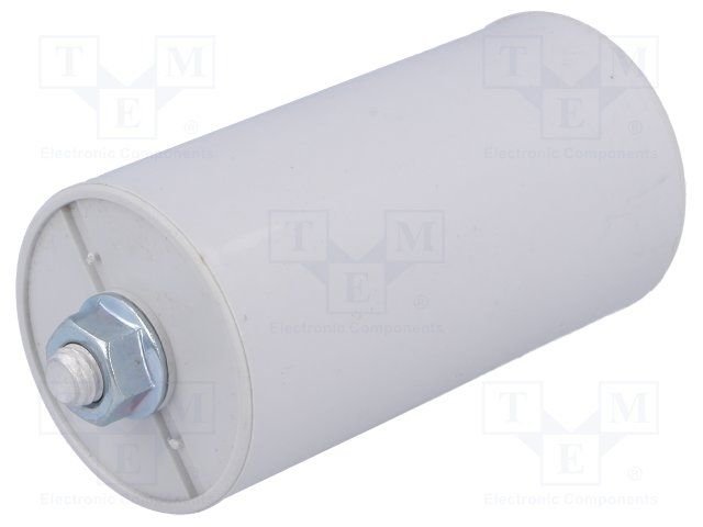 25.0/450VAC, ±10%, elektromotoru kondensators, klemes 6.3mm, 3000h, M8, Ø45x83mm
