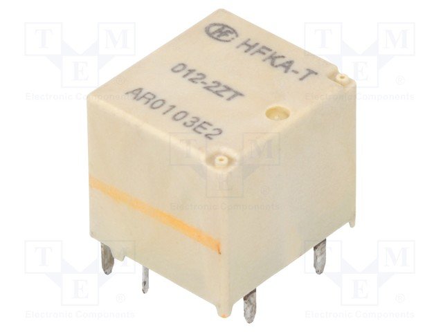 Relejs ar 2 tinumiem, 12VDC, SPDTx2, 25A/12VDC, 225R(53mA), viens kontakts uz pārslēgšanu, 14x15.4x14.2mm, HONGFA RELAY	 => 2 x HFKA/012-1ZST