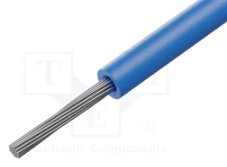 Montāžu vads, silikonu, daudzdzislas, 0.5mm2, 500V, -60...180°C, lokanības klase 5, CU, alvots, zila krasa