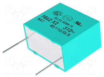1.2mkF 310VAC plēves kondensatori polipropilēna, ±10%, P22.5, 26x13x22mm, traucējumi X2, KEMET