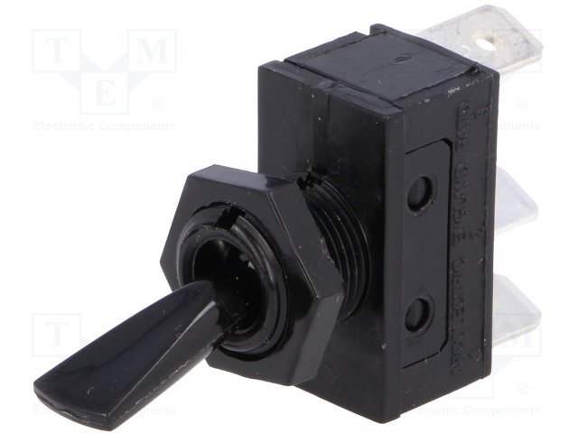 Tumblers, SPDT, ON-ON, 16A/250VAC, lodēšanai, 6.3x0.8mm, M12, 13.7x25.5x12.2mm, poliamids, ARCOLECTRIC, ar fiksaciju7