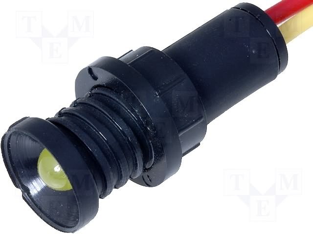 Gaismas diožu lampiņa 12..24V, 5mm, dzeltena krasa