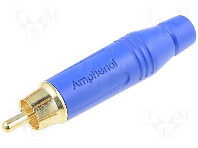 RCA štekers, taisns, GOLD, IP40, lodejama, zils, AMPHENOL