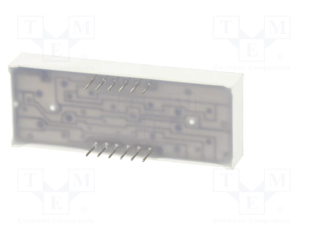 7LED indikators, ceturtkāršs, 14.2mm, 40...80mcd, 19x50x8mm, kopējs katods, sarkana krasa