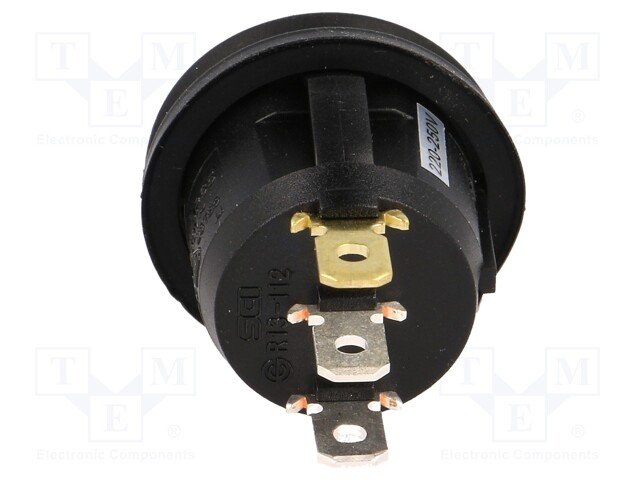 Taustiņslēdzis SPST, ON-OFF, 10A/250VAC, D=23mm, IP65, apgaism. neona lamp., zila krasa, apaļa, ģermetiska, ar fiksāciju