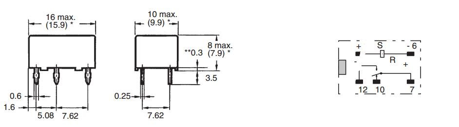 Relejs DC24V, SPDT, 0.4A/125VAC, 2A/30VDC, 2.88k(8.3mA), viens kontakts uz pārslēgšanu, 16x10x8mm, OMRON