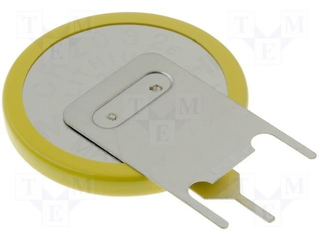 CR2032 litija baterija, vertikala ar kajām, 3.0V, Ø20x3.2mm, 4.60gr