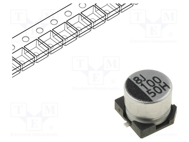10/35V SMD 105C, Ø5x5.5mm, ±20%, elektrolitiskais kondensators, 2000h, SAMWHA
