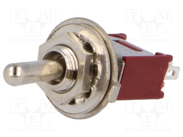 Tumblers, SPDT, ON-ON, 1.5A/250VAC, lodēšanai, M5, 8.3x5.2x8.6mm, viens kontakts uz divam stavoklim, ar fiksaciju