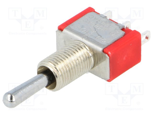 Tumblers, SP3T, ON-OFF-(ON), 2A/250VAC, 5A/28V, lodēšanai, M6, 12.7x6.86x8mm, viens kontakts uz trīm stavoklim, ar(bez) fiksaciju, apaļš rokturis