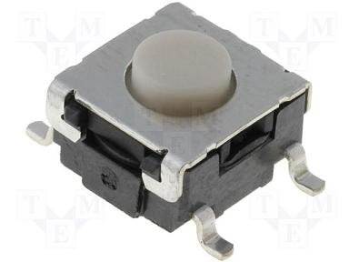 Mikroslēdzejs horizontāls, 6x6x3.65mm, SPST-NO, OFF-(ON), SMD, 0.05A/24VDC, 1.57N, L=0.6mm, OMRON