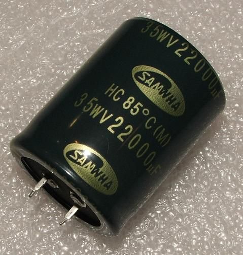 22000/35V, 85C, Ø35x45mm, ±20%, Kondensators elektrolītisks, 2000h, SNAP-IN, SAMWHA