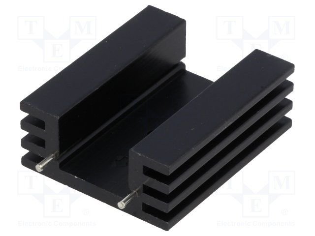 Radiators 32x38x14mm, U veida, 11K/W, TO220, aluminijs, melna krasa