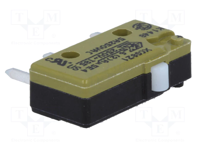 Mikropārslēdzējs bez sviras PCB, SPDT, ON-(ON), 5A/250VAC, IP40, 1.7N, 19.9x6.4x9.5mm, viens kontakts