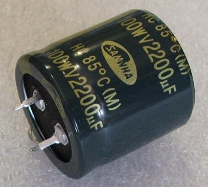 2200/100V, 85C, Ø30x30mm, ±20%, Kondensators elektrolītisks, 2000h, SNAP-IN, SAMWHA